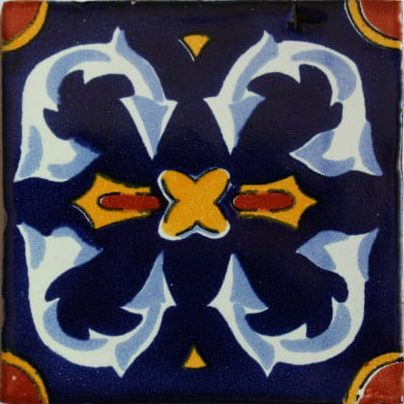 4.2x4.2 Ribbon Talavera Mexican Tile, Set of 9 pcs