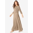 thumbnail image 4 of Roaman's Women's Plus Size Sequin Lace Three Quarter Sleeve A-Line Gown, 4 of 6