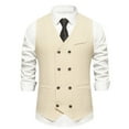thumbnail image 2 of Chaleco retro de doble botonadura para hombre: chaleco de traje de color liso a la moda, poliéster para eventos de trabajo/bodas, 2 of 3
