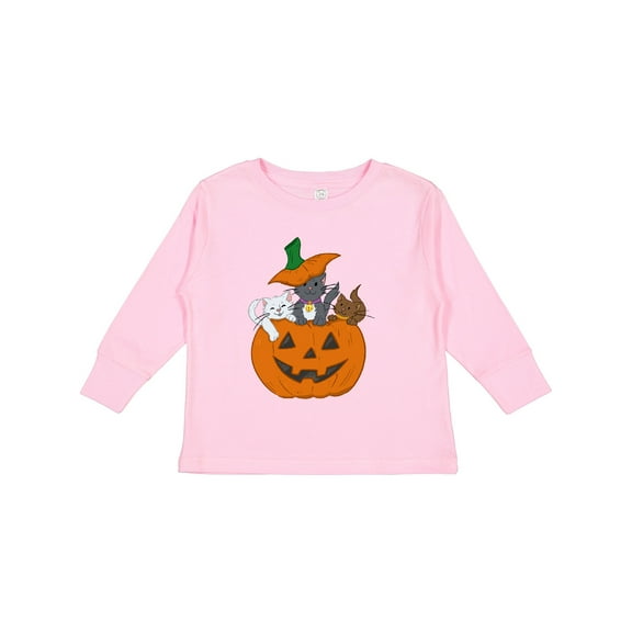 Inktastic Halloween Kitties in Pumpkin Boys or Girls Long Sleeve Toddler T-Shirt