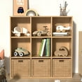 thumbnail image 5 of Wooden 9 Cube Storage Organizer with Closed Back Panel,White Cube Shelf Cubby Storage Organizer with Compartments for Living,Bookshelf,Storage Organizers Easy to Install (Oak, 9 Cube-13in), 5 of 14