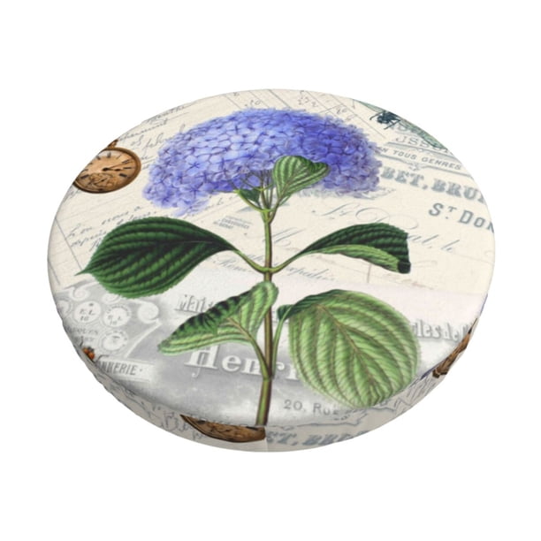 Disketp Vintage Flower Funda Redonda para Taburete, Funda de Cojín para Silla de Bar Suave y Elástica-13 inch