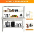 thumbnail image 5 of Ataucjin 60" X 24" Stainless Steel Table with Overshelves and 3 Drawers, NSF Work Table Shelf Drawers, Metal Table Prep Table for Home Kitchen Restaurant Garage Warehouse, 5 of 6