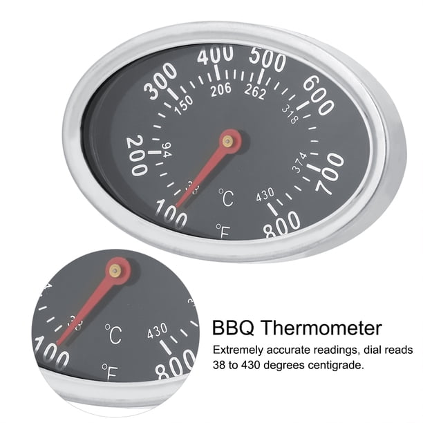 Termómetro de barbacoa, Calibrador de temperatura de la parrilla del ahumador de barbacoa de acero inoxidable de 430, medidas precisas, anti-oxidado y duradero para parrillas y cocina al aire libre Ecomeon no
