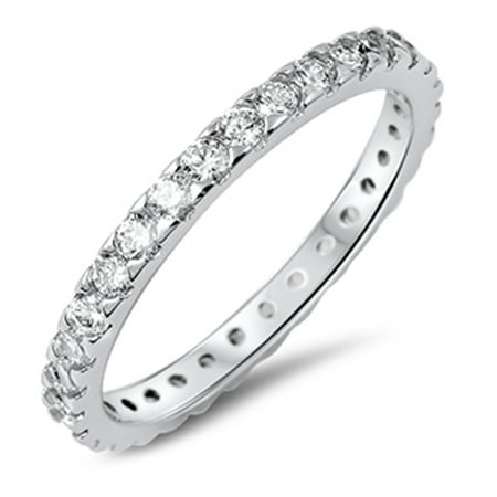 Eternity Stackable Band Clear CZ Fashion Ring New 925 Sterling Silver Size