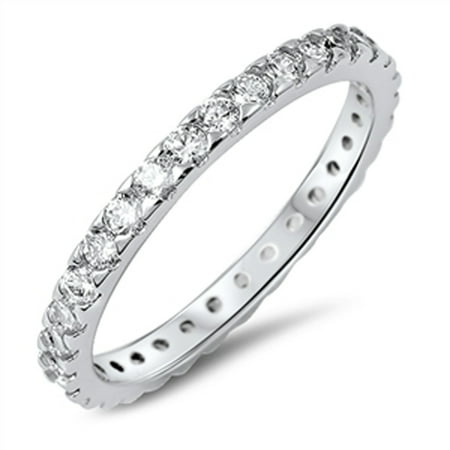- Eternity Stackable Band Clear CZ Fashion Ring ( Sizes 4 5 6 7 8 9 10 ) New 925 Sterling Silver Rings by Sac Silver (Size 10)