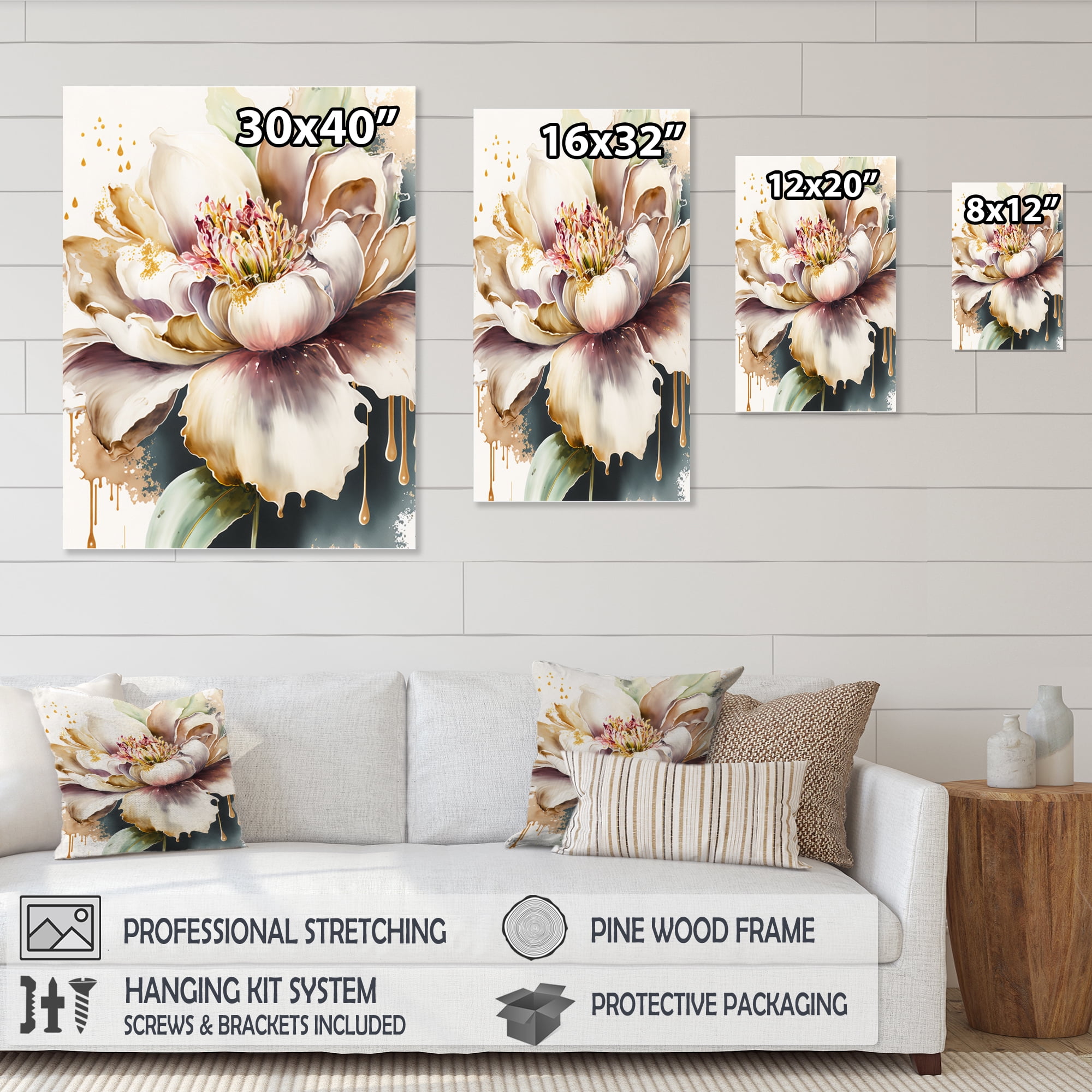 Designart Pink And Cream Watercolor Flower II Canvas Wall Art