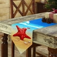 thumbnail image 3 of Table Runner Dresser Scarves Starfish in Christmas Hat on the Beach Cotton Linen Burlap Table Cover Holiday Seaside Table Runners for Family Kitchen Dining Holiday Party Banquet Decor, 3 of 5