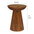 thumbnail image 5 of Ureo Round Accent Side Table, Cone Pedestal Base, Brown Mango Wood, 5 of 5