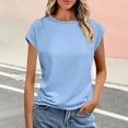 thumbnail image 2 of biudgviw Womens Summer Tops Casual Boat Neck Shirts Cap Sleeves Solid Color Basic Tee Casual Soft Trendy Clothes, 2 of 6