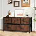 thumbnail image 5 of JONPONY 5 Drawer Dresser, Modern Fabric Storage with Wood Top, Wide Chest of dressers for bedroom, Living Room, Sturdy Steel Frame, Hallway, Perfect for Closets and Storage, Rustic Brown, 5 of 10