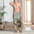thumbnail image 5 of Uemuo Wood Grain Shark Pattern Men's Wide Leg Palazzo Lounge Pants with Pockets Light Weight Loose Comfy Casual Pajama Pants-Medium, 5 of 9