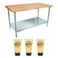 thumbnail image 1 of John Boos 48 Inch Maple Wood Work Table w/ Undershelf and Care Cream (3 Pack), 1 of 9