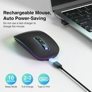 Cimetech Bluetooth Mouse, Wireless Rechargeable Mouse, LED Silent Computer Mice with Dual Mode (Bluetooth 5.1 and 2.4G), Slim Optical Mouse, Compatible with iPad, Laptop, PC, Mac, Windows-Black