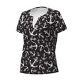 thumbnail image 5 of Fuzoiu Anchors Print Women's V-Neck T-Shirt,Women's Short Sleeve Top, Comfortable for Work, Leisure, and Sports, 5 of 7