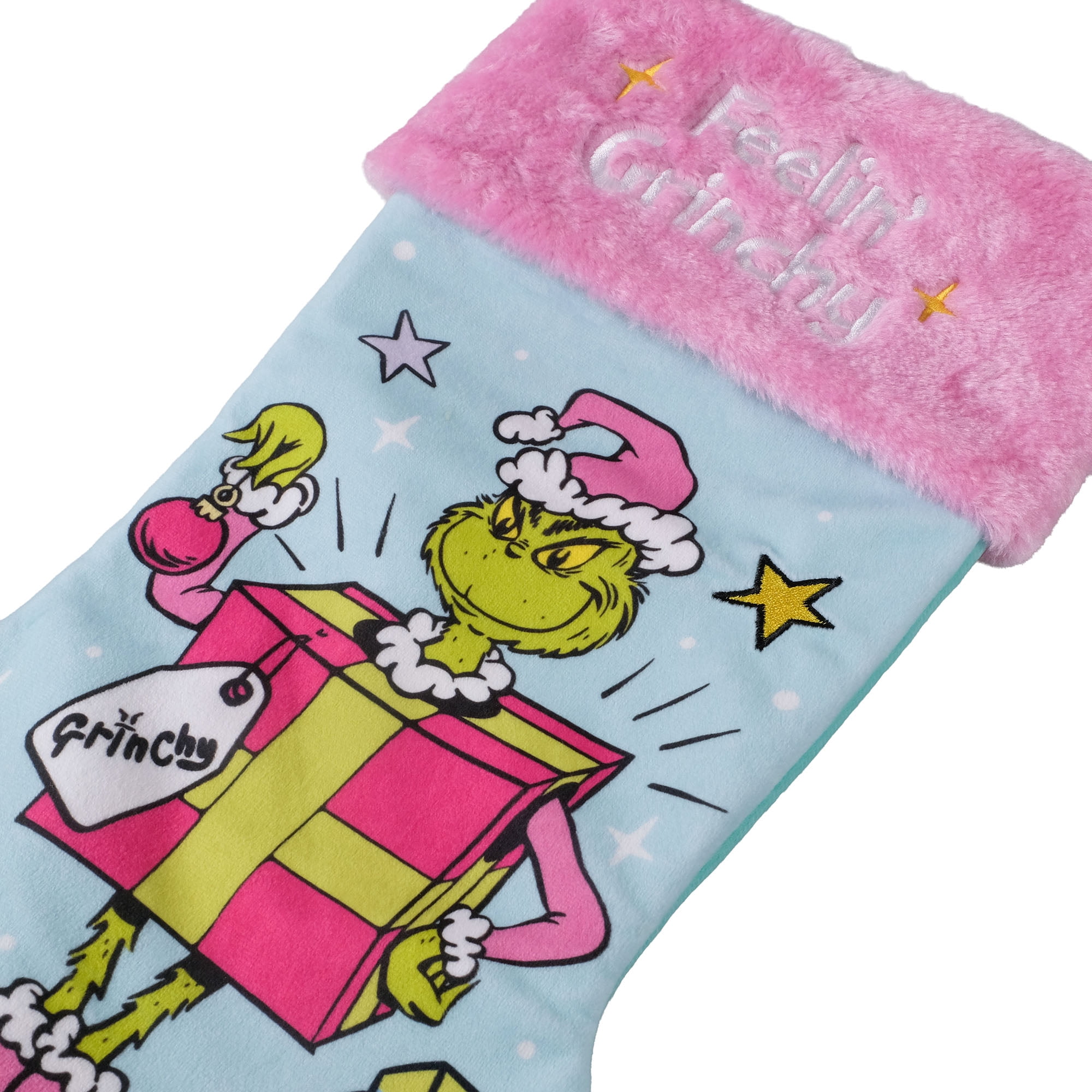 Dr. Seuss’ The Grinch 20-Inch Velvet Christmas Stocking with Feelin’ Grinchy Embroidered Cuff