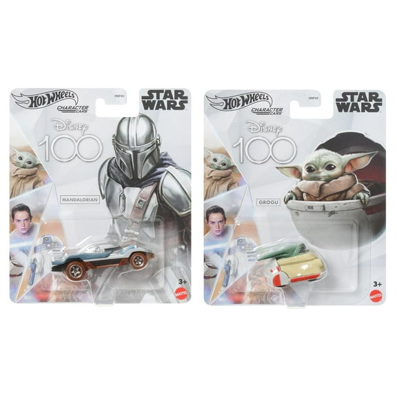 Hot Wheels Star Wars Character Cars, Disney 100 Collection, Mandalorian and Grogu 2-Pack, Ages 3 