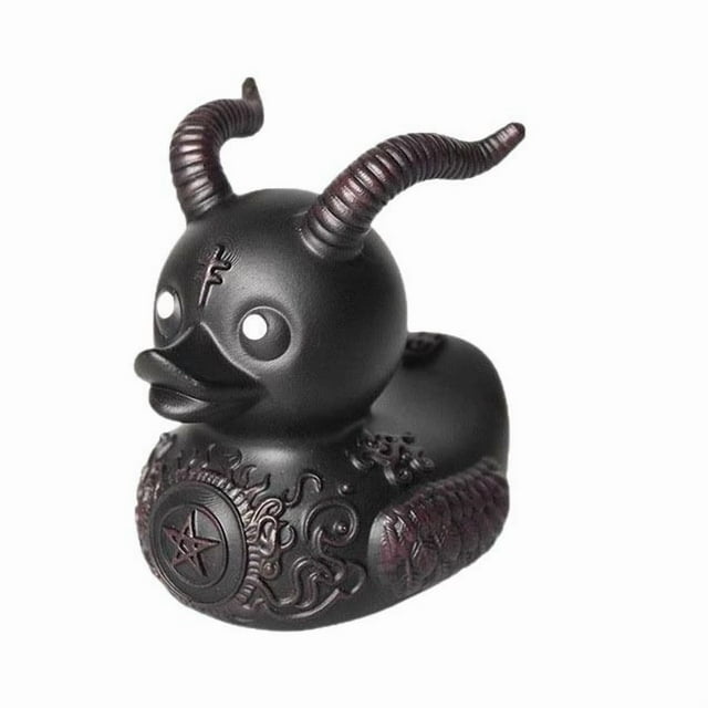 Black vinyl Duck, 6cm Height Bath Toy Duck Funny Dark Duck Collectible Duck Gift for Kids Adults Decor (Satan Duck)