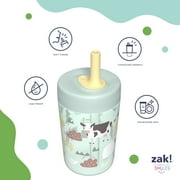 Zak Designs 12oz Barnyard Bunch Durable Plastic Capri Tumbler with Straw, 2 Pack