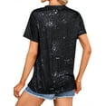thumbnail image 5 of ZXSXSY Momster Letter Print Tops for Women Crew Neck Short Sleeves Casual Tee Shirts, 5 of 10