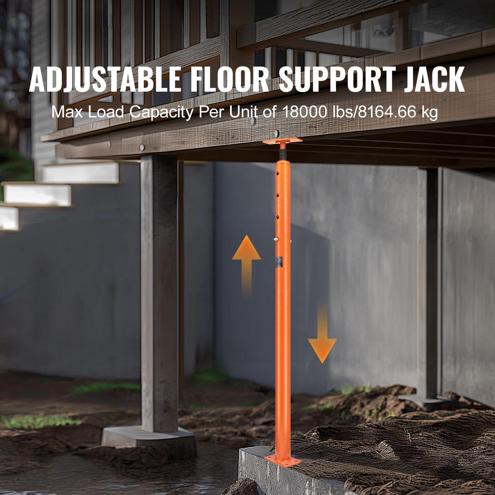 House Floor Jack 53 to 93 Inch Height Range 18000 lbs Max Load Capacity Adjustable Support Beam Basement Jack Post Pole for Leveling Lift Support Steel Telescoping Jack Post for Temporary Support