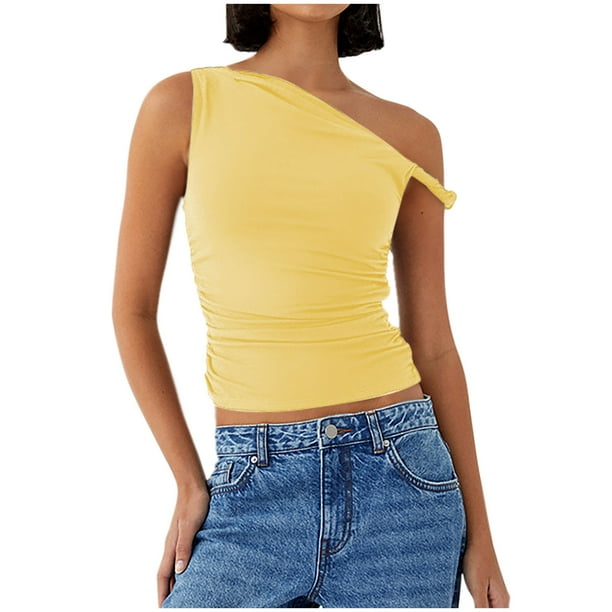 Camisetas Casuales de Mujer sin Mangas Diseño de Cuello en V, Ligero Poliéster Primavera Y Blusa de Verano