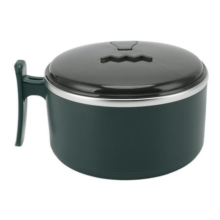 

Insulated Bowl 304 Stainless Steel with Lids Stand Design Hollow Double Layer Heat Insulation Ramen Mug for Kitchen Blackish Green
