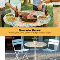 thumbnail image 6 of Elastic Fitted Round Tablecloth, Teal Red Coastal Waterproof Stretch Table Cover for 55"-60" Tables, Nautical Seahorse Beach Coral Starfish Beige Washable Outdoor Tablecloths for Patio, Picnic, 6 of 9