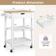 thumbnail image 2 of Gymax 3-Tier Kitchen Island Cart Rolling Service Trolley w/ Bamboo Top Shelves White, 2 of 10