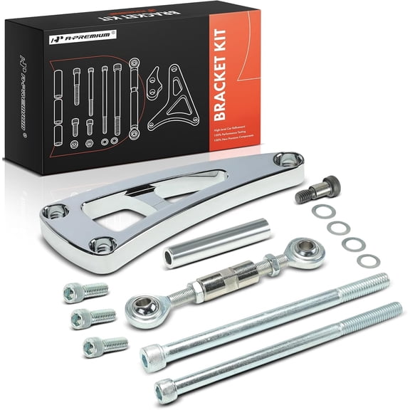 A-Premium Polished Aluminum Alternator Bracket Kit Compatible with Chevy Big Block BBC Long Water Pump LWP Models Only