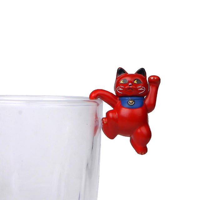 Mini Lucky Money Cats Figurine Hanging Cup Rim Diy Landscape Table Ornament-SHUNJING
