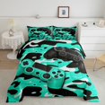 thumbnail image 3 of Feelyou 3D Games Console Bedding Comforter Set for Boys, Modern Gaming Gamer Twin Comforter Sets, Cyan Cartoon Camouflage Reversible Bedding Set, Breathable Home Decor, 2 Pieces, 3 of 9