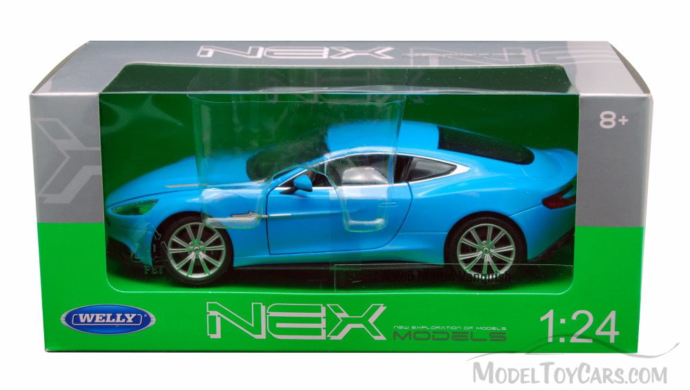 Welly 1:24 Aston Martin Vanquish Blue Diecast Model Sports Racing Car Toy BOXED 