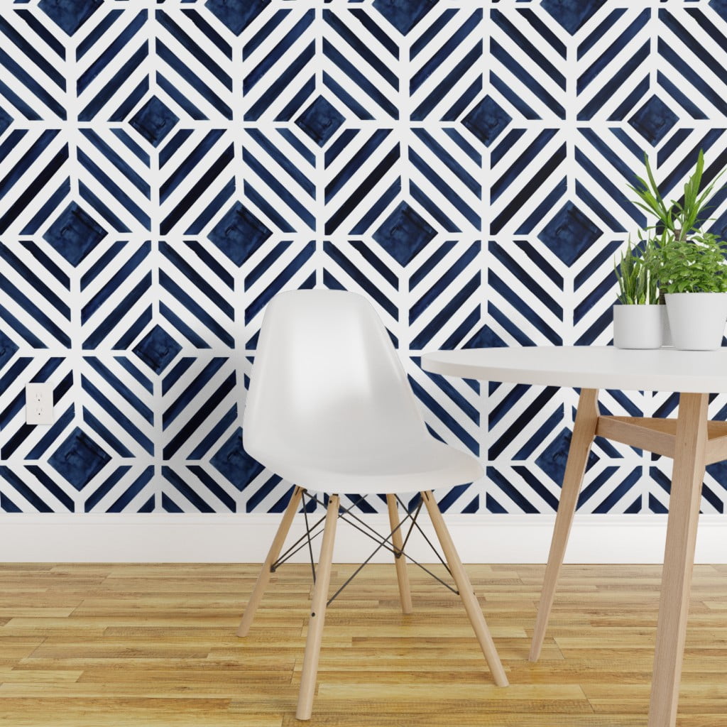 PeelandStick Removable Wallpaper Navy Blue Geometric Midnight