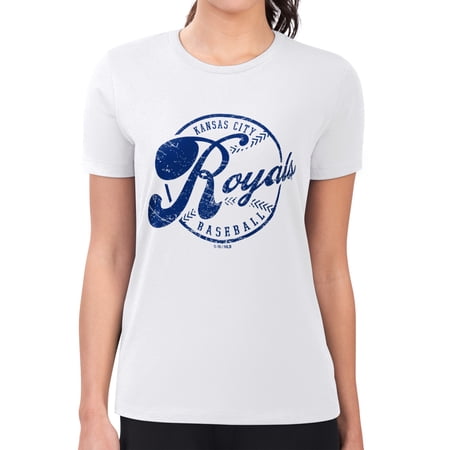 Women s G-III 4Her by Carl Banks White Kansas City Royals Super-Slim Fit Lightweight Distressed Baseball Team T-Shirt