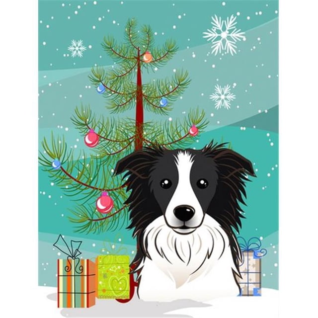 Drapeau de Jardin Arbre de Noël et Border Collie