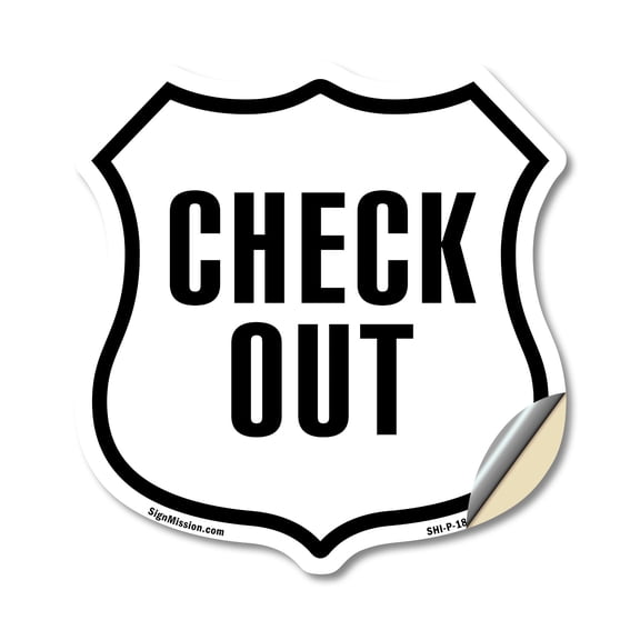 Checkout (2 Pack) 4 inch X 4 inch Shield Shaped Heavy Duty 3.2 mil Vinyl Decals Weather Resistant Made in the USA