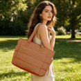 thumbnail image 3 of Puffer Tote Bag for Women, Lightweight Large Quilted Tote Bag with Compartments Shoulder Bag Handbags for Travel, Work, Gym 16.1" x 12.21" x 5.51", 3 of 5