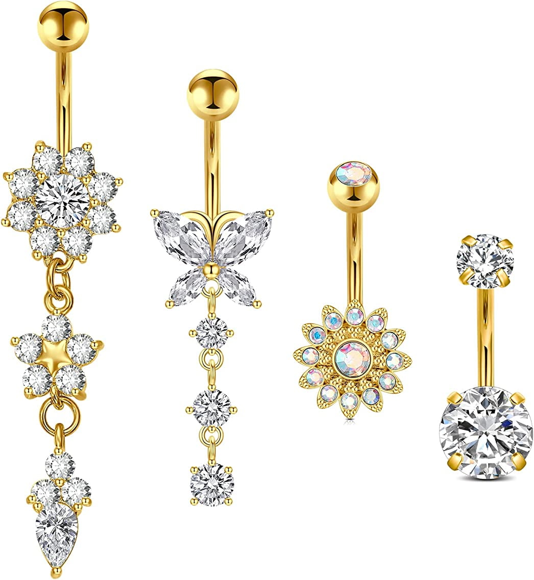 Briana Williams 14G Surgical Steel Belly Button Rings Dangle