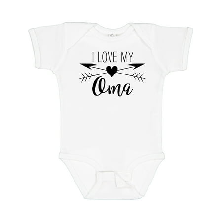 

Inktastic I Love My Oma Heart and Arrows Gift Baby Boy or Baby Girl Bodysuit
