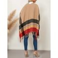 thumbnail image 5 of Women'S Wraps Open Front Travel Poncho Cape Warm Oversized Plaid Sweaters Casual Cardigan Shawls Yellow One size, 5 of 9