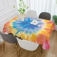 thumbnail image 5 of JSTEL Tie Dye Pink Yellow & Blue Table Cloth Rectangle 60 x 90 Inch Tablecloth Anti Wrinkle Table Cover for Dining Kitchen Parties, 5 of 6