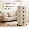 thumbnail image 3 of Intexca Armoire de Rangement Pliable à 5 Niveaux avec Portes et Roues, Organisateur Vertical Empilable en Plastique, Armoire de Rangement Modulaire Sans Outils, Beige,, 3 of 5