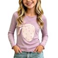 thumbnail image 2 of Kids Cute Tops Layering Crew Neck Printed Long Sleeve Shirts Ruffle Hem Casual Soft Fall Winter Outfits Purple 9-10Years, 2 of 5