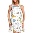 thumbnail image 1 of Balery Dinosaur Vestidos de verano para mujer con estampado: vestido holgado sin mangas, vestido playero informal y cómodo para días calurosos., 1 of 7