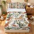 thumbnail image 2 of Manfei Hippie Lizard Zipper Queen Comforter Set with Fitted Sheet and 2 Pillowcases, Bohemian Western Cactus Zipper Bedding Set, White Tan, Reversible, 4 Pieces, 2 of 7
