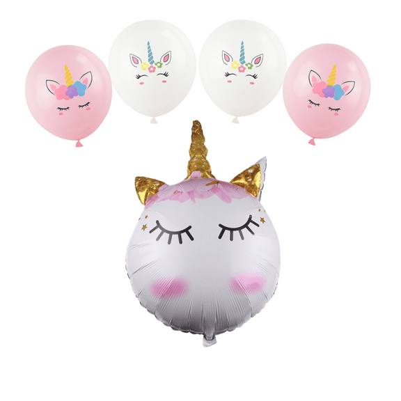Unicorn Balloon Set - Pink Blush Mylar and Latex Unicorn Balloons for Birthday and Party Decor