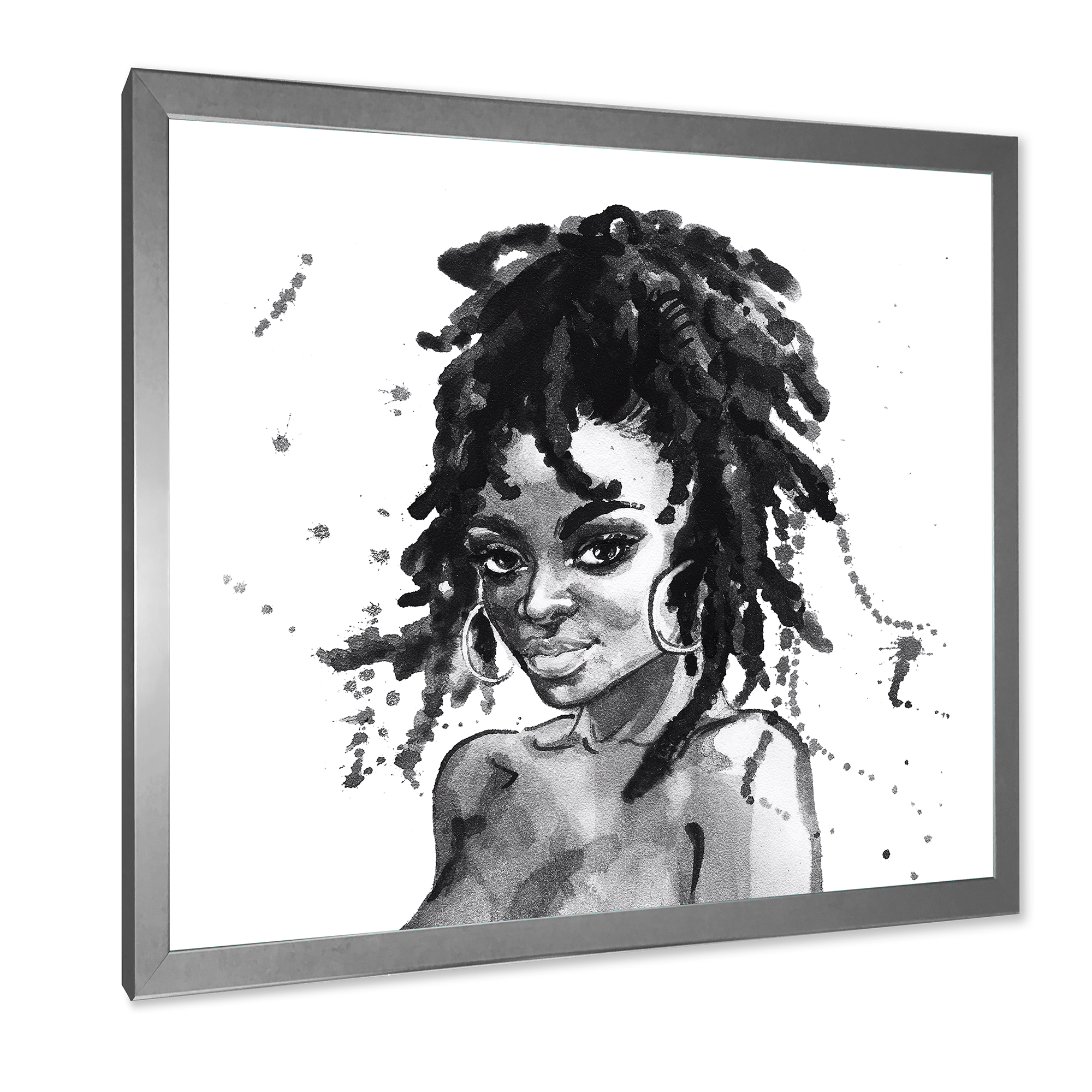 Designart 'Black and White Portrait of African American Woman II' Modern Framed Art Print