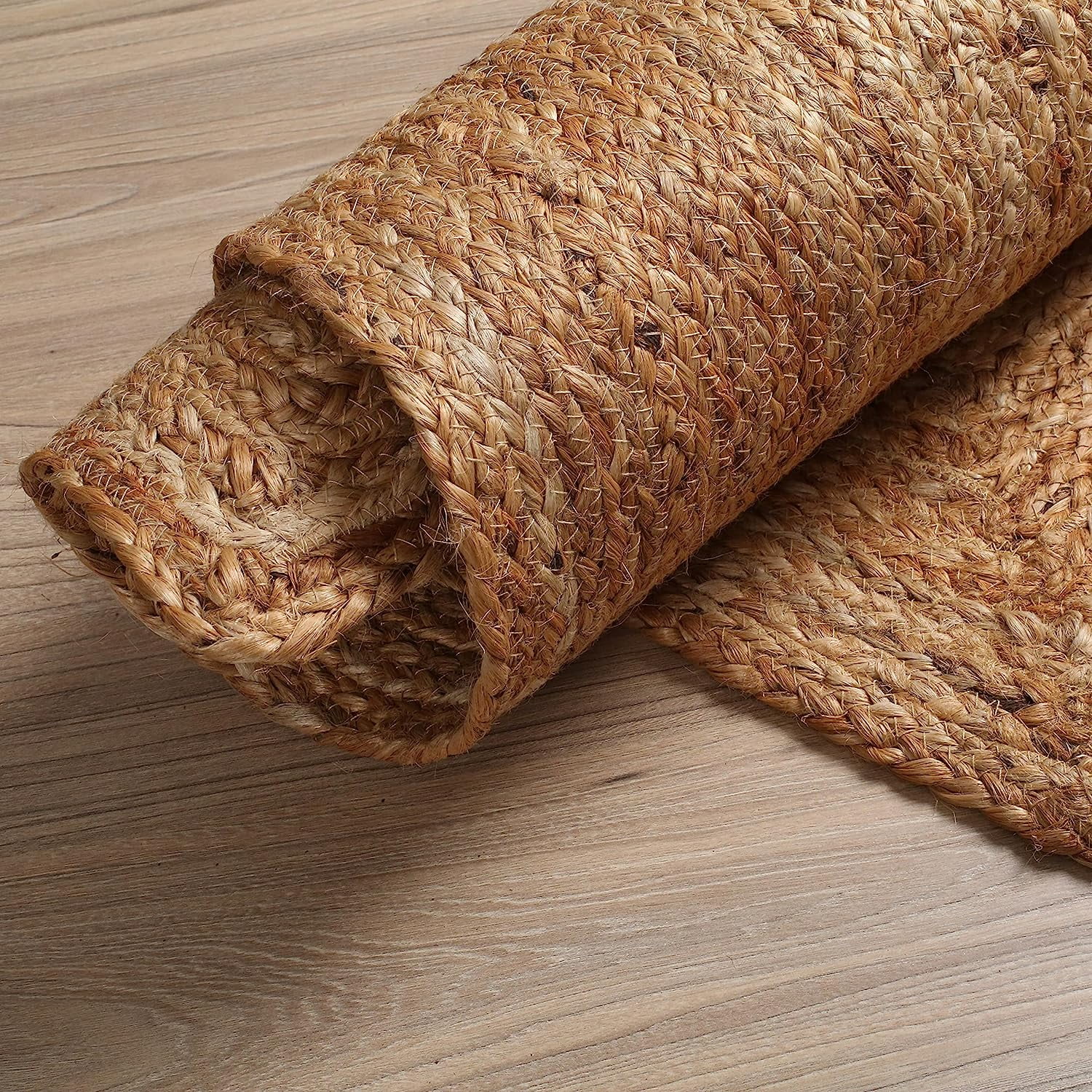 Hand Woven Jute Braided Rug, 2'x3' – Natural, Reversible Boho Entry Area Rugs for Kitchen, Living Room I Farmhouse Indoor Outdoor Decorative Floor Rug, 24x36 Inches