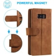 thumbnail image 6 of Wallet Phone Case for Samsung Galaxy S8, Retro Matte 9 Card Slots Holder Zipper Pocket Case PU Leather Magnetic Closure Kickstand with Wrist Strap Shockproof Folio Flip Case - Brown, 6 of 14